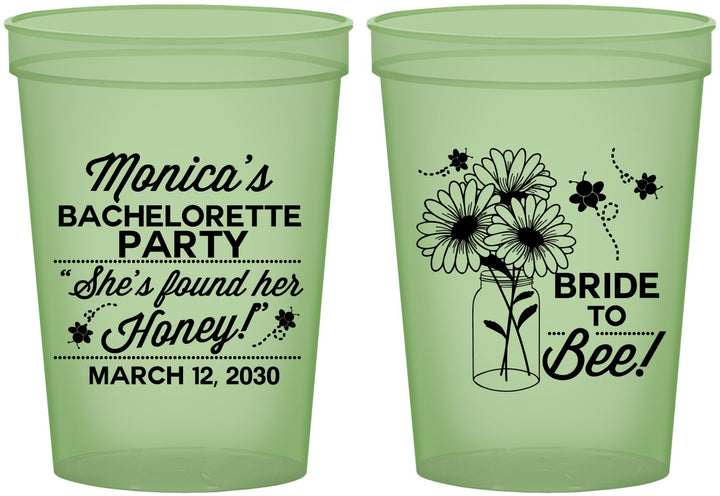 Custom Bachelorette 16 oz Glow In The Dark Cups - Bride To Bee | 60152