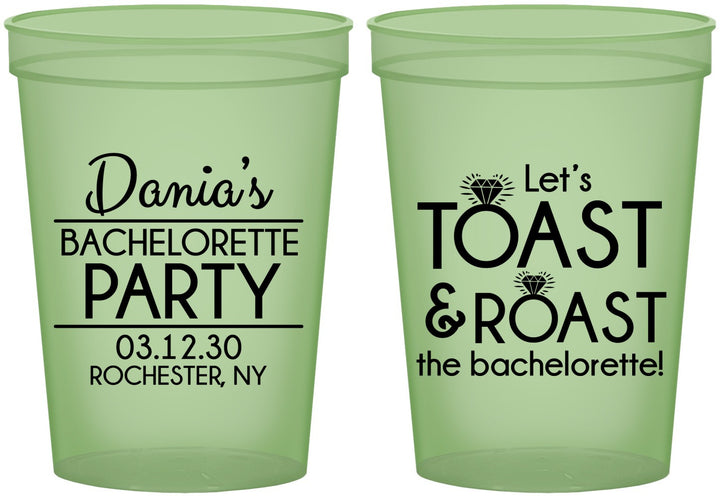 Custom Bachelorette 16 oz Glow In The Dark Cups - Toast And Roast | 60153