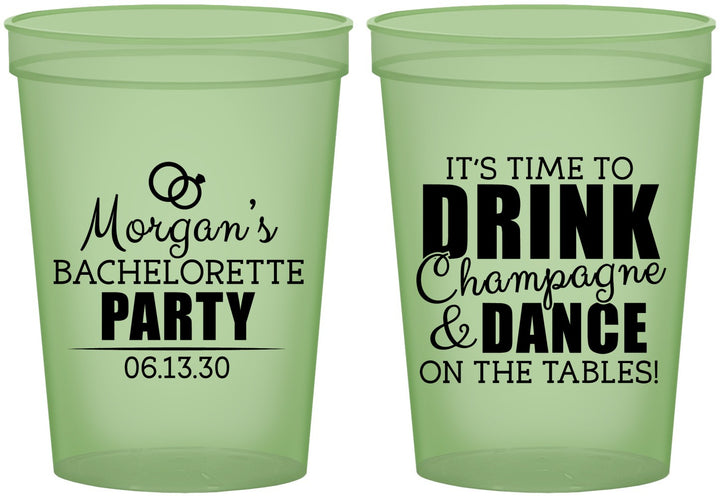 Custom Bachelorette 16 oz Glow In The Dark Cups - Drink Champagne Dance | 60154