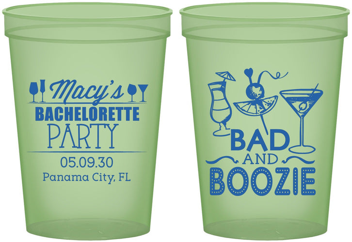 Custom Bachelorette 16 oz Glow In The Dark Cups - Bad And Boozie | 60155