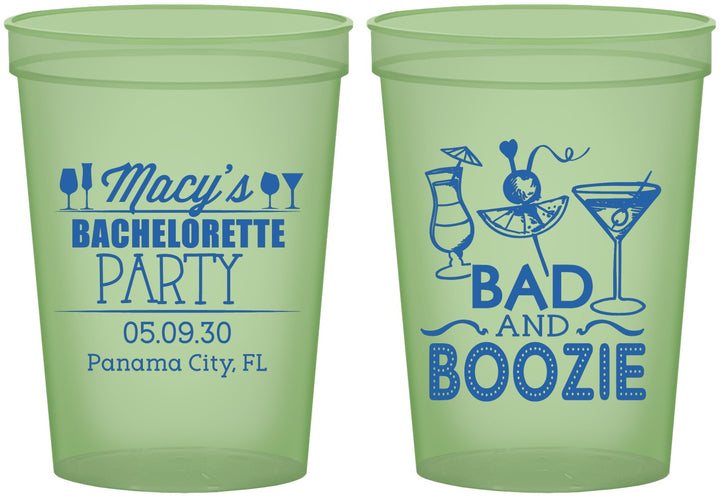 Custom Bachelorette 16 oz Glow In The Dark Cups - Bad And Boozie | 60155