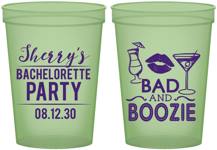 Custom Bachelorette 16 oz Glow In The Dark Cups - Bad And Boozie | 60156