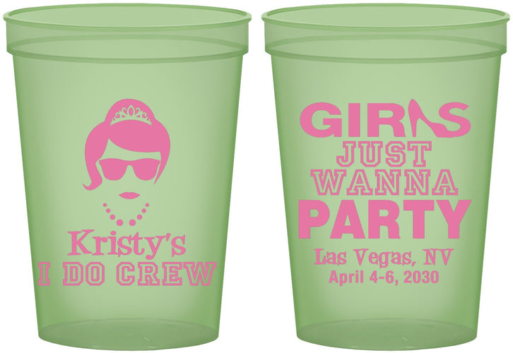 Custom Bachelorette 16 oz Glow In The Dark Cups - Girls Just Wanna Party | 60158