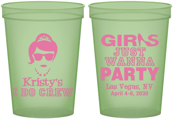 Custom Bachelorette 16 oz Glow In The Dark Cups - Girls Just Wanna Party | 60158