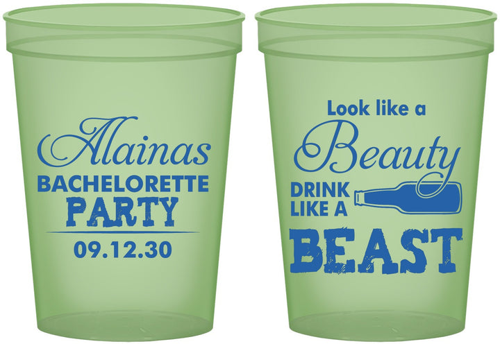Custom Bachelorette 16 oz Glow In The Dark Cups - Beauty Beast | 60161