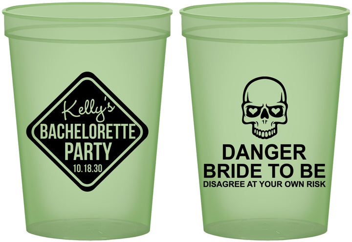 Custom Bachelorette 16 oz Glow In The Dark Cups - Danger Bride To Be | 60165