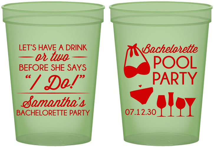 Custom Bachelorette 16 oz Glow In The Dark Cups - Pool Party | 60167