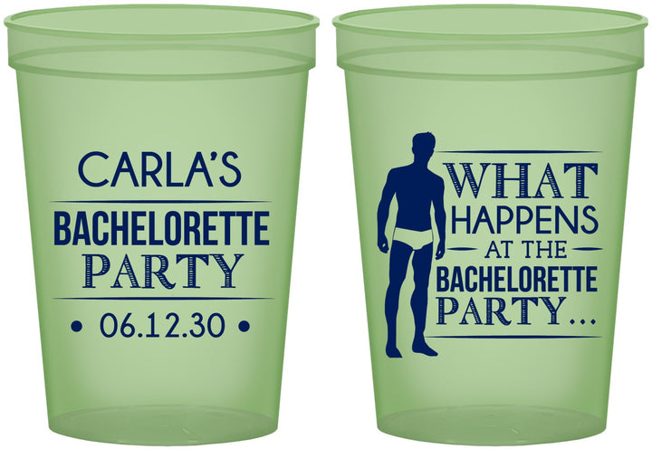Custom Bachelorette 16 oz Glow In The Dark Cups - What Happens | 60172
