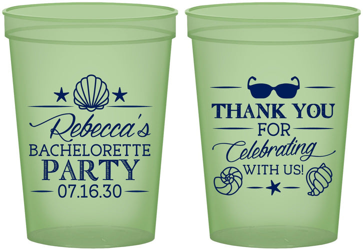 Custom Bachelorette 16 oz Glow In The Dark Cups - Beach | 60177