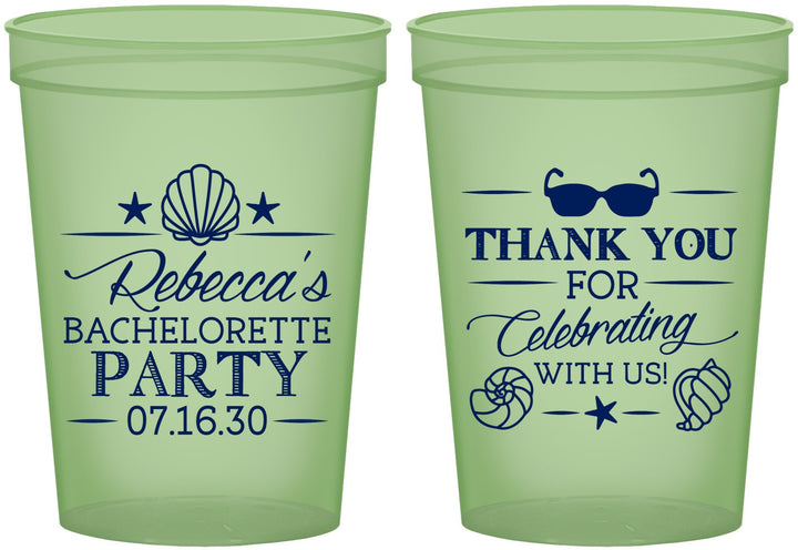 Custom Bachelorette 16 oz Glow In The Dark Cups - Beach | 60177