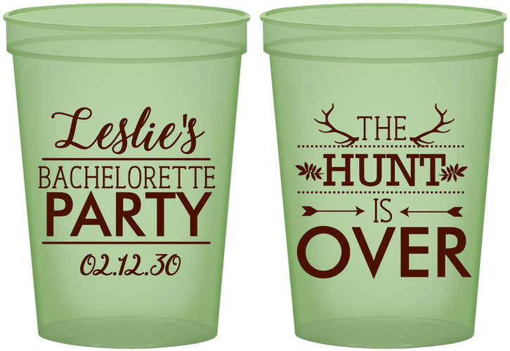 Custom Bachelorette 16 oz Glow In The Dark Cups - The Hunt Is Over | 60184