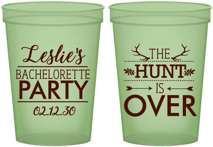 Custom Bachelorette 16 oz Glow In The Dark Cups - The Hunt Is Over | 60184
