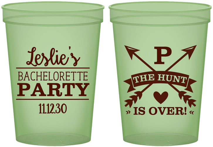 Custom Bachelorette 16 oz Glow In The Dark Cups - The Hunt Is Over | 60186