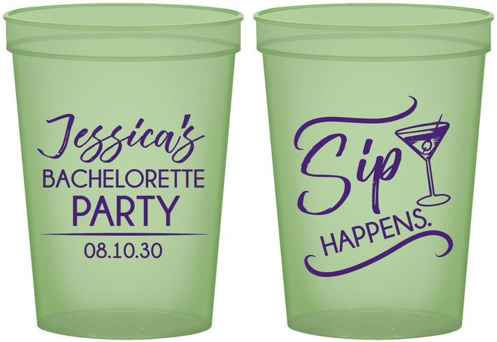 Custom Bachelorette 16 oz Glow In The Dark Cups - Sip Happens | 60197