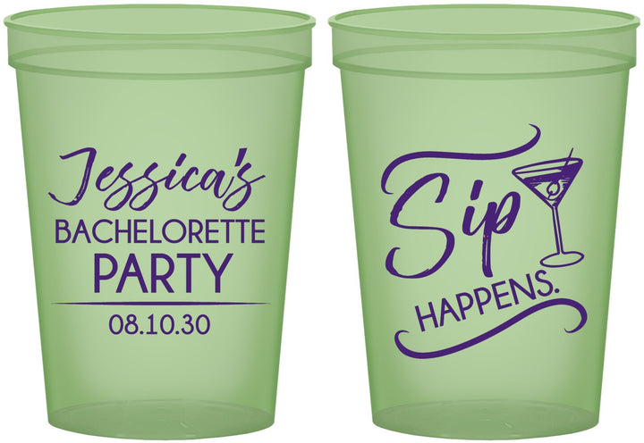 Custom Bachelorette 16 oz Glow In The Dark Cups - Sip Happens | 60197