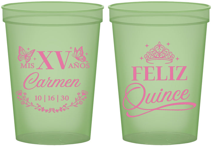 Custom Quinceanera 16 oz Glow In The Dark Cups - Mis Quince Anos | 70000