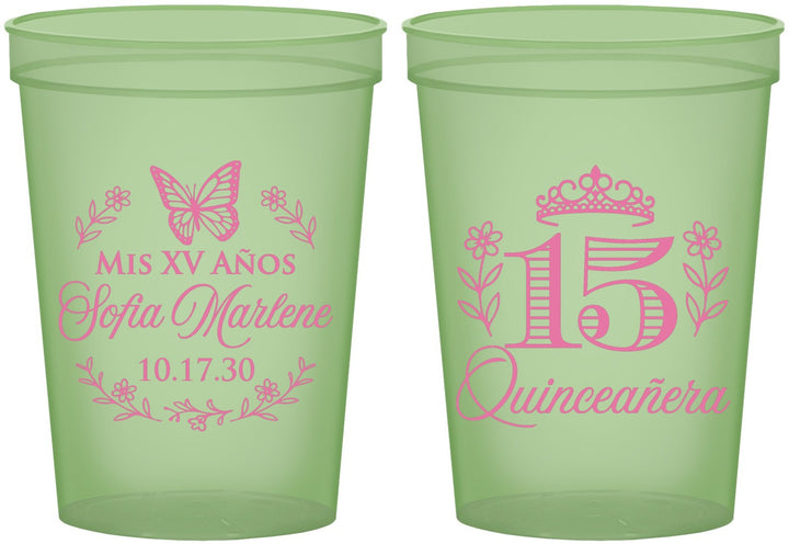 Custom Quinceanera 16 oz Glow In The Dark Cups - Mis Quince Anos | 70007