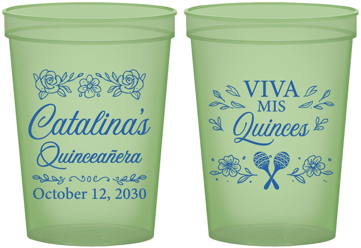 Custom Quinceanera 16 oz Glow In The Dark Cups - Viva Mis Quinces | 70009