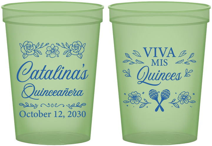 Custom Quinceanera 16 oz Glow In The Dark Cups - Viva Mis Quinces | 70009