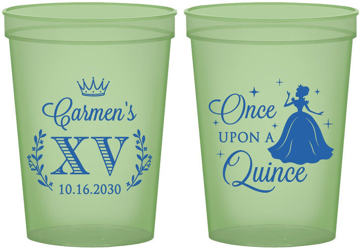 Custom Quinceanera 16 oz Glow In The Dark Cups - Once Upon A Quince | 70011