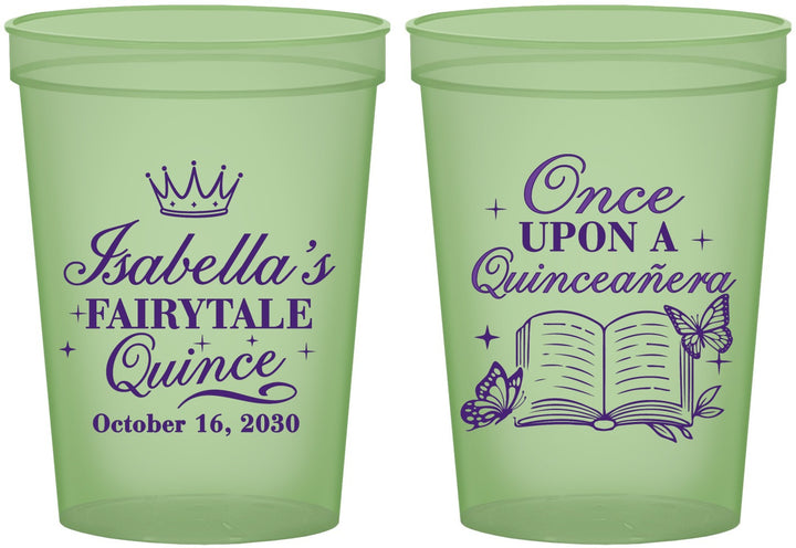Custom Quinceanera 16 oz Glow In The Dark Cups - Once Upon A Quince | 70013