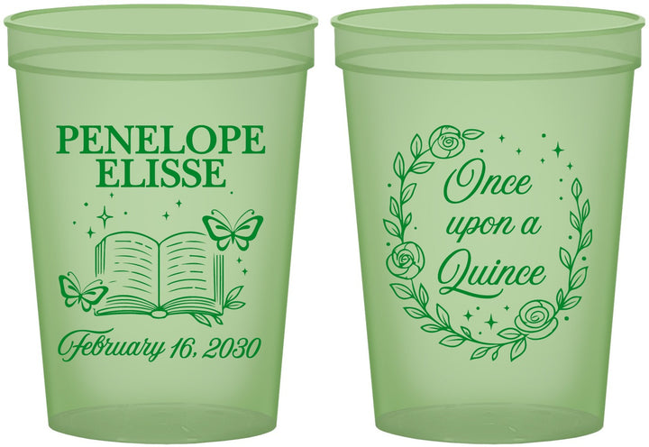Custom Quinceanera 16 oz Glow In The Dark Cups - Once Upon A Quince | 70014