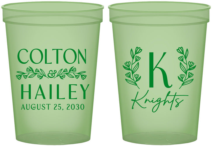 Custom Wedding 16 oz Glow In The Dark Cups - Monogram | 800
