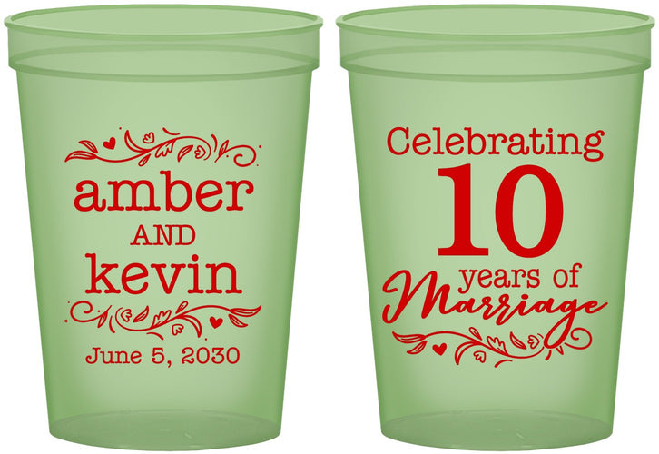 Custom Anniversary 16 oz Glow In The Dark Cups - 10 Years Of Marriage | 80000