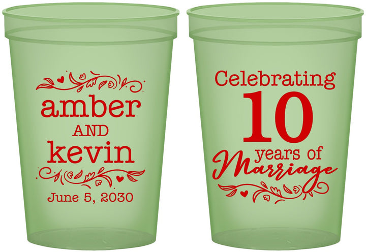 Custom Anniversary 16 oz Glow In The Dark Cups - 10 Years Of Marriage | 80000