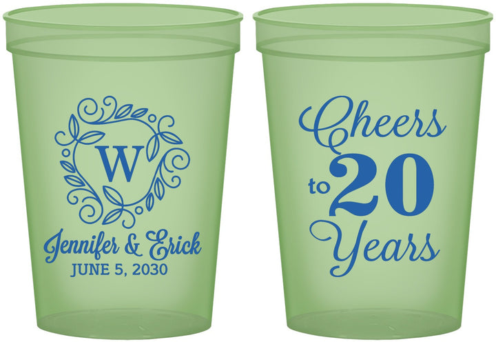 Custom Anniversary 16 oz Glow In The Dark Cups - Cheers To 20 Years | 80001