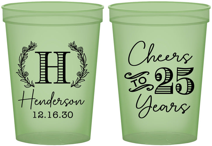 Custom Anniversary 16 oz Glow In The Dark Cups - Cheers To 25 Years | 80002