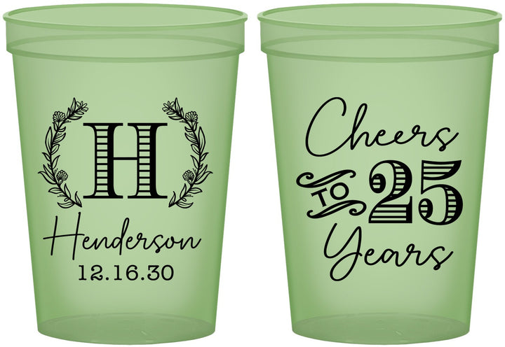 Custom Anniversary 16 oz Glow In The Dark Cups - Cheers To 25 Years | 80002