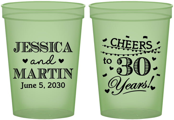 Custom Anniversary 16 oz Glow In The Dark Cups - Cheers To 30 Years | 80003
