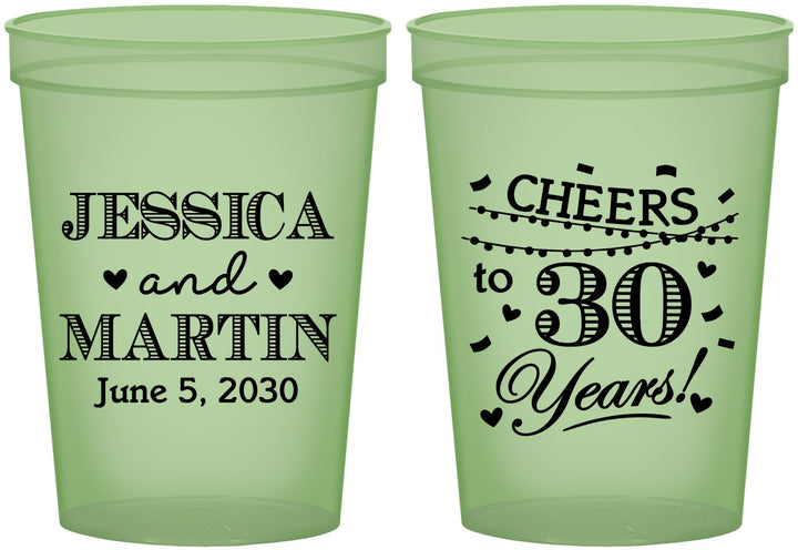 Custom Anniversary 16 oz Glow In The Dark Cups - Cheers To 30 Years | 80003
