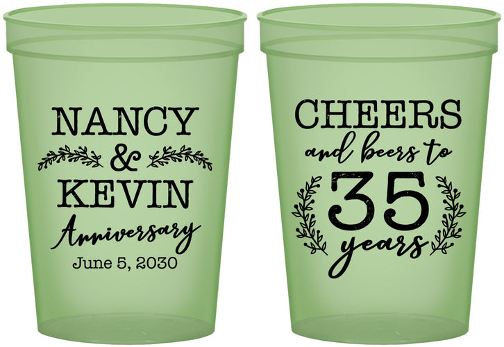 Custom Anniversary 16 oz Glow In The Dark Cups - Cheers To 35 Years | 80004