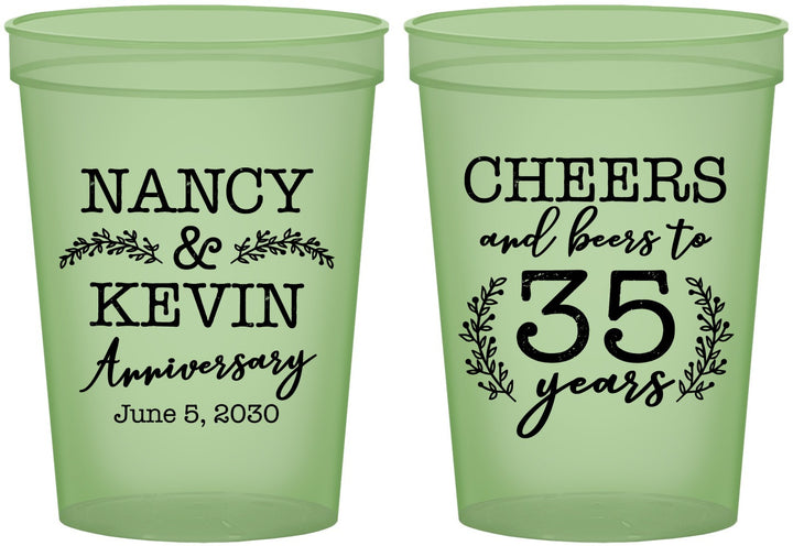 Custom Anniversary 16 oz Glow In The Dark Cups - Cheers To 35 Years | 80004
