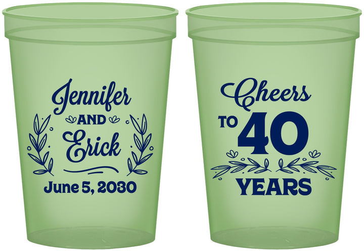 Custom Anniversary 16 oz Glow In The Dark Cups - Cheers To 40 Years | 80005