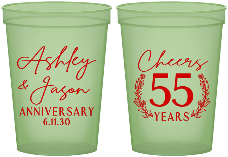 Custom Anniversary 16 oz Glow In The Dark Cups - Cheers To 55 Years | 80008