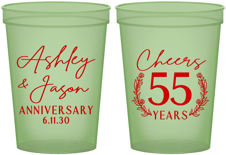 Custom Anniversary 16 oz Glow In The Dark Cups - Cheers To 55 Years | 80008