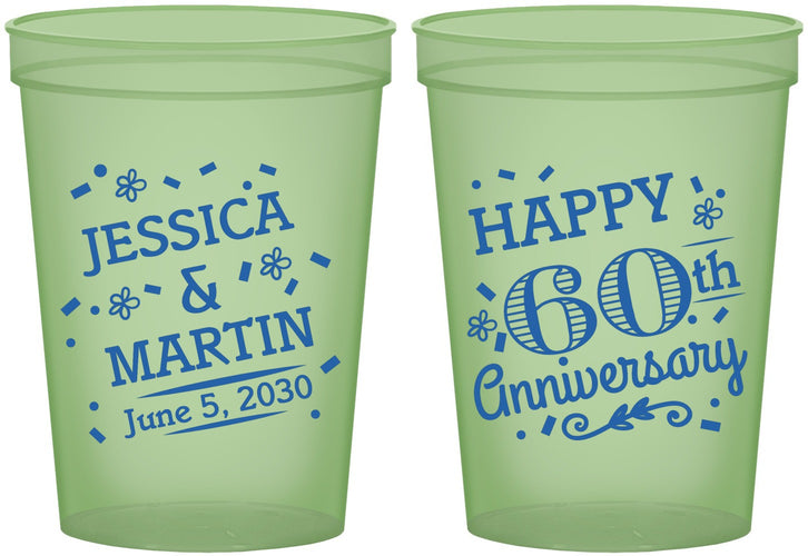 Custom Anniversary 16 oz Glow In The Dark Cups - Cheers To 60 Years | 80009