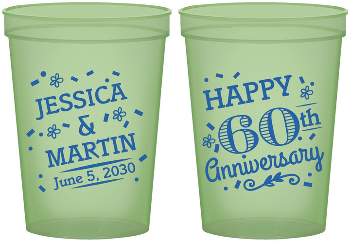 Custom Anniversary 16 oz Glow In The Dark Cups - Cheers To 60 Years | 80009