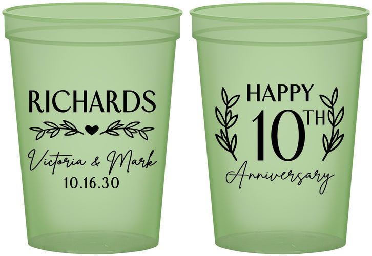 Custom Anniversary 16 oz Glow In The Dark Cups - 10th Wedding | 80010