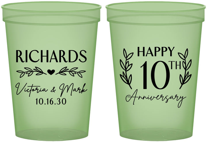 Custom Anniversary 16 oz Glow In The Dark Cups - 10th Wedding | 80010