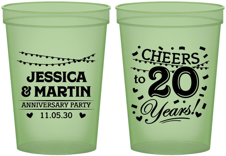 Custom Anniversary 16 oz Glow In The Dark Cups - Cheers To 20 Years | 80011