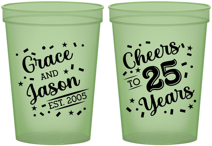 Custom Anniversary 16 oz Glow In The Dark Cups - Cheers To 25 Years | 80012