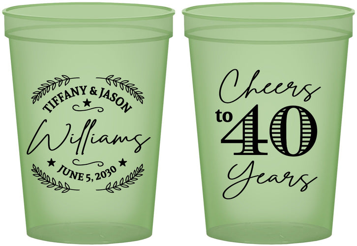 Custom Anniversary 16 oz Glow In The Dark Cups - Cheers To 40 Years | 80015