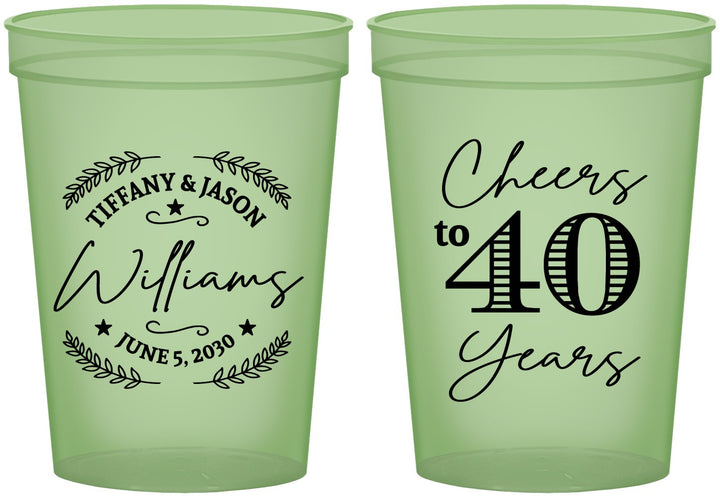 Custom Anniversary 16 oz Glow In The Dark Cups - Cheers To 40 Years | 80015