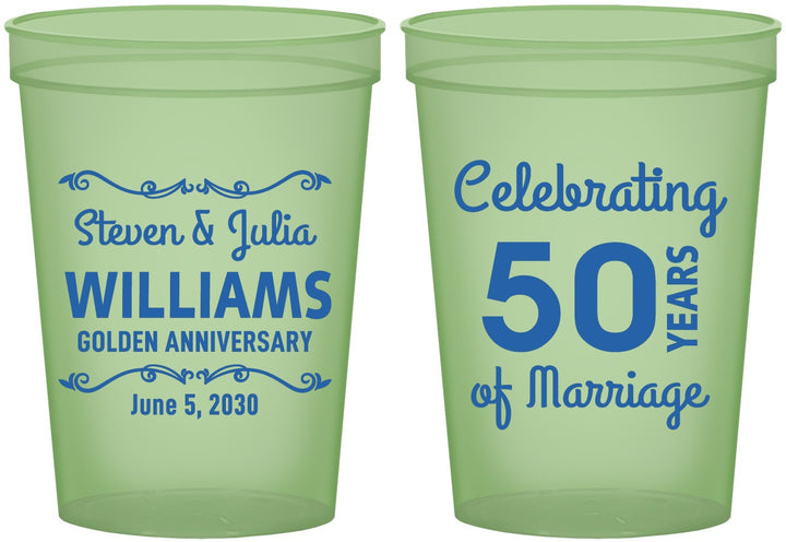 Custom Anniversary 16 oz Glow In The Dark Cups - 50 Years Of Marriage | 80017