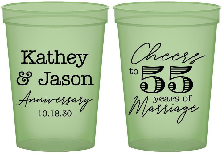 Custom Anniversary 16 oz Glow In The Dark Cups - Cheers To 55 Years | 80018