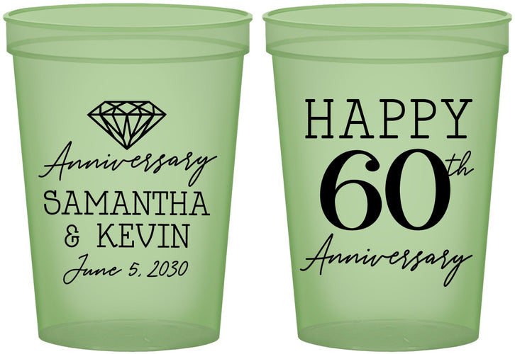 Custom Anniversary 16 oz Glow In The Dark Cups - 60th Wedding | 80019